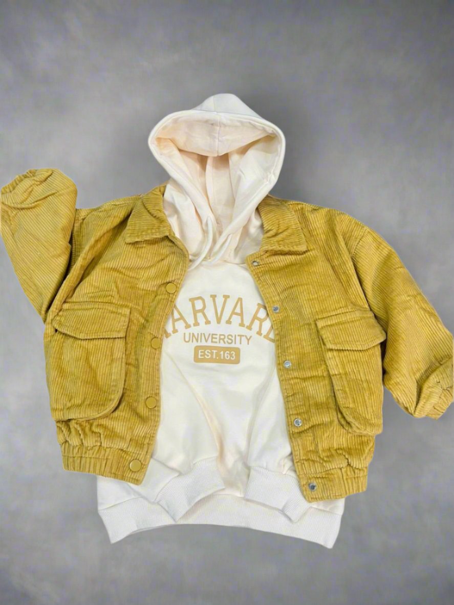 HARVARD HOOD WITH JACKET SET YELLOW