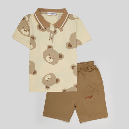 BEAR PRINT T-SHIRT SHORTS SET