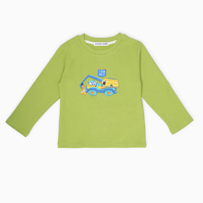 EXCAVATOR PRINT FULL SLEEVES T-SHIRT