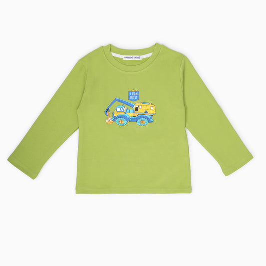 EXCAVATOR PRINT FULL SLEEVES T-SHIRT
