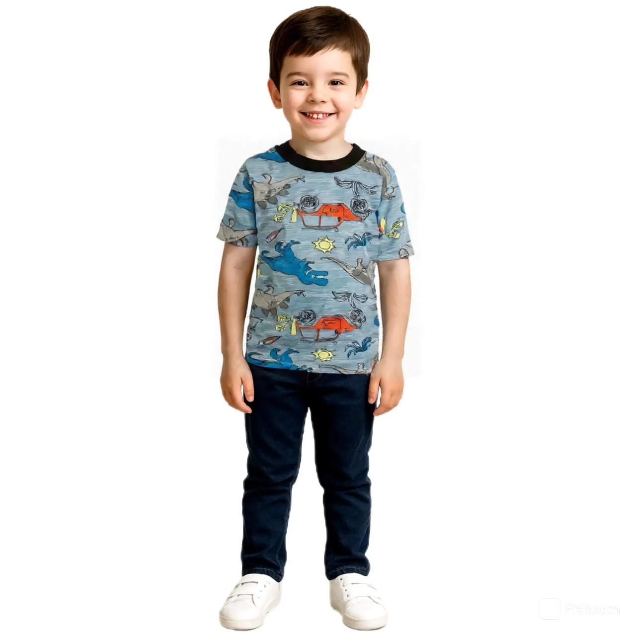 CASUAL T SHIRT DINOSAUR BLUE #125
