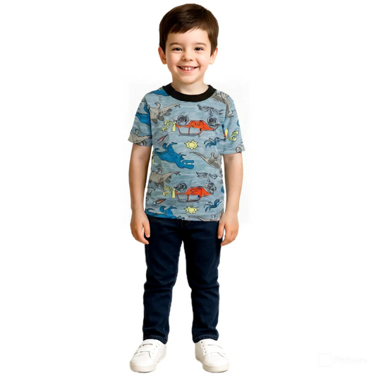 CASUAL T SHIRT DINOSAUR BLUE #125