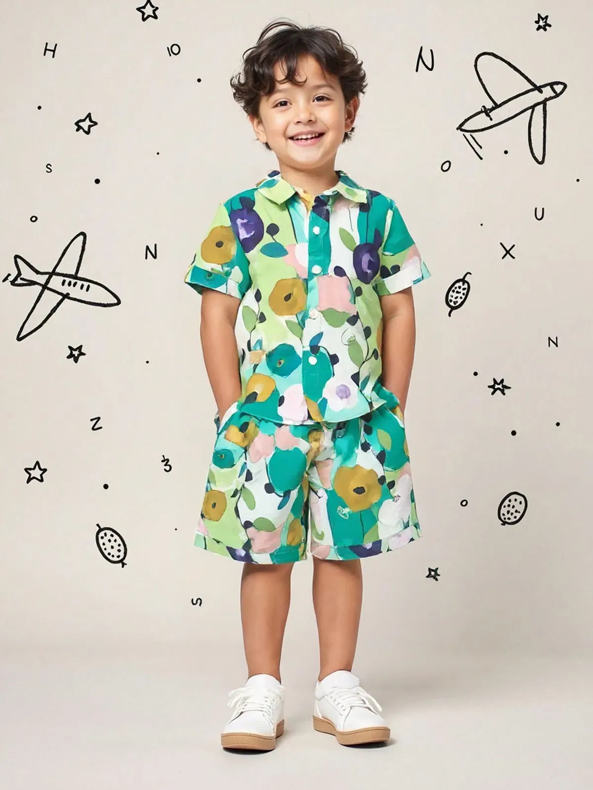 PRINTED C-ORD SET DARK GREEN