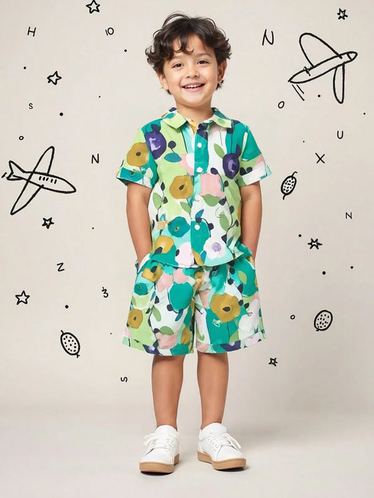 PRINTED C-ORD SET DARK GREEN