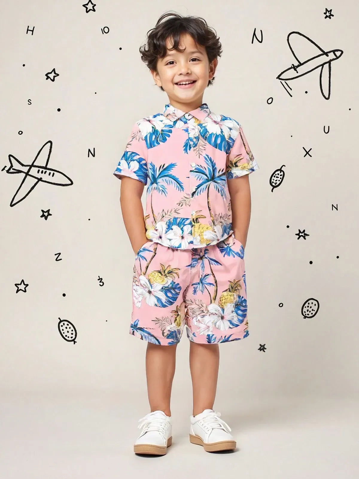 PRINTED C-ORD SET PINK