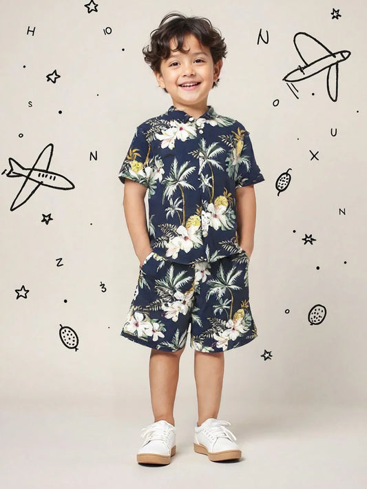 Printed C-ord Set BLACK