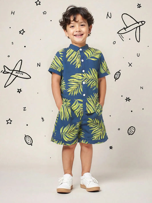 PRINTED C-ORD SET BLUE