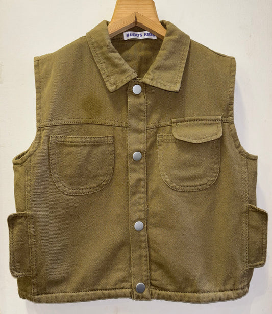 SLEEVLESS STRING JACKET OLIVE #121