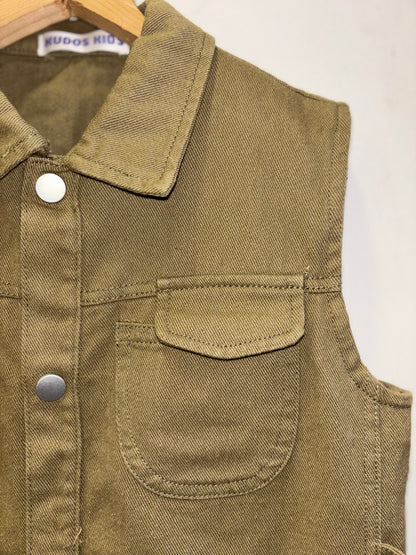 SLEEVLESS STRING JACKET OLIVE #121