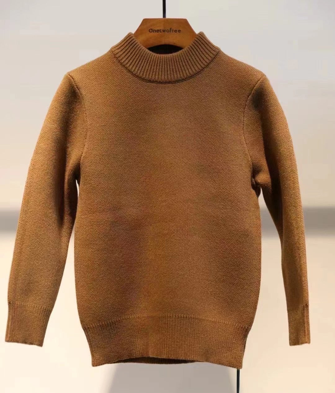 PLAIN KNIT SWEATER BROWN